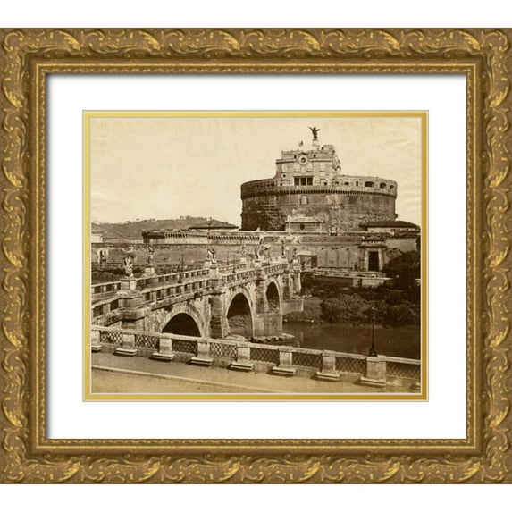 Brogi, Giacomo 14x12 Gold Ornate Wood Framed with Double Matting Museum Art Print Titled - Caste of St. Angelo