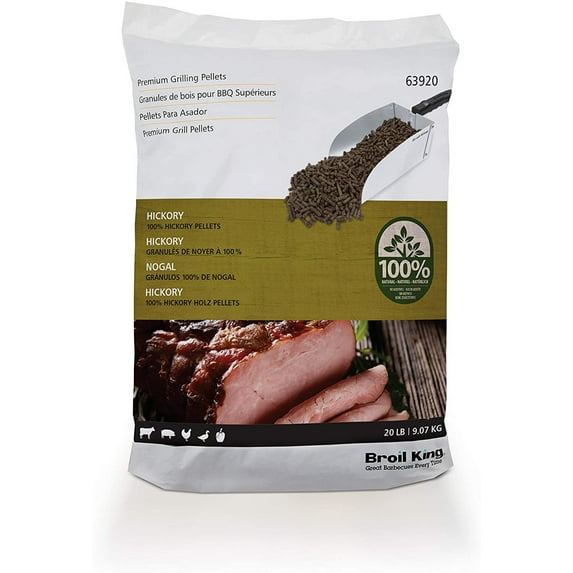 Broil King 63920 100% Hickory Hardwood Grilling Pellets, Wood