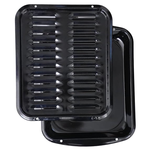 Broiler Pan for Oven Nonstick 16.75 x 13 Porcelain Nonstick Coated - Broiling Pan for Oven Withstands Heat up to 550 F - Heavy Duty Broil Pans and Rack Circulate Heat and Drain Fat