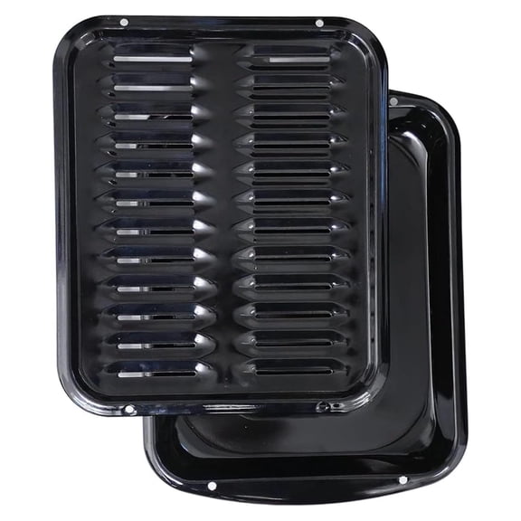 Broiler Pan for Oven Nonstick 16.75 x 13 Porcelain Nonstick Coated - Broiling Pan for Oven Withstands Heat up to 550 F - Heavy Duty Broil Pans and Rack Circulate Heat and Drain Fat