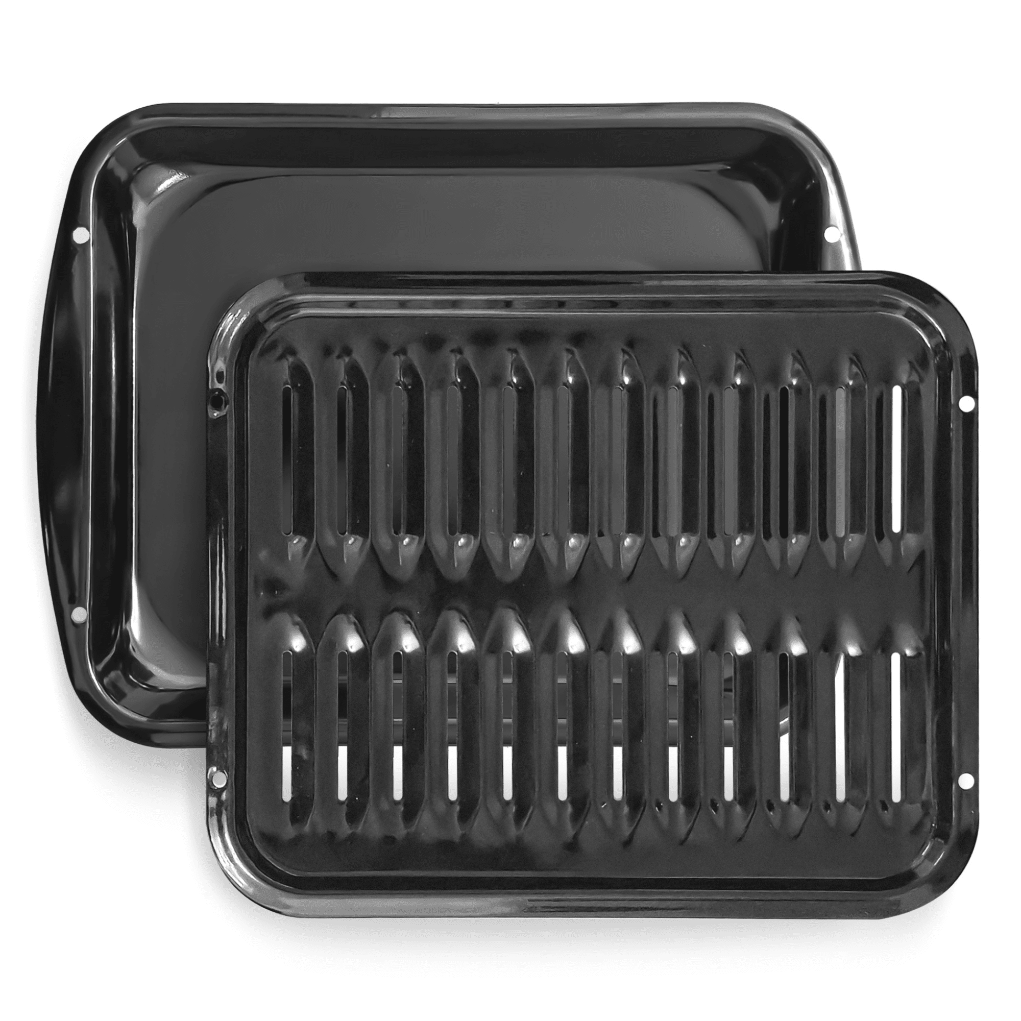 Broiler Pan for Oven Nonstick Porcelain Coated - 16.75” x 13” Whirlpool 4396923 Replacement Broiling Pan for Oven With Rack for High-Temperatures - Oven Broiler Pan Heats Evenly and Drains Fat