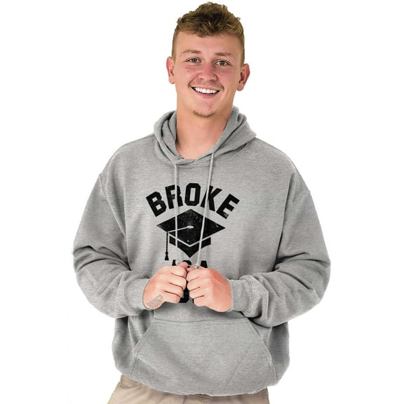 Broke As Joke College Lifestyle Funny Unisex Plus Size Hoodie Brisco Brands 2X