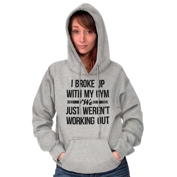 Broke Up With Gym Fitness Exercise Women Plus Size Graphic Pullover Hoodie Brisco Brands 3X