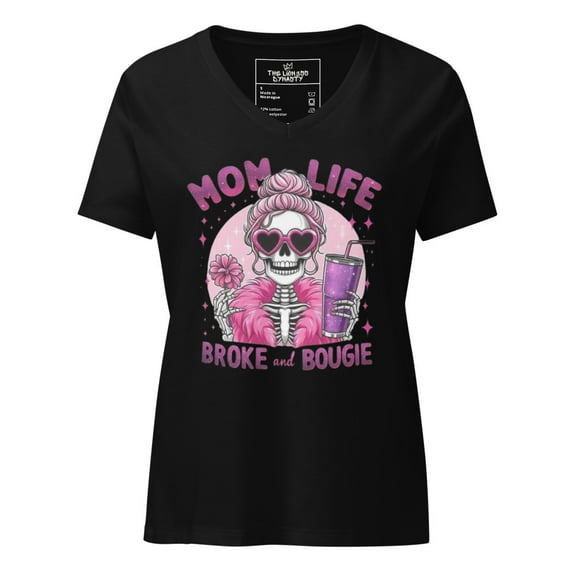 Broke and Bougie Mom Life T-Shirt (Solid Black Blend, S)
