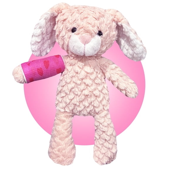 Broken Arm/Leg Gift for Kids - Choose Your Cast Location - 14" Pink Bunny Plush With Custom Cast - Get Well Gift for Broken Bone