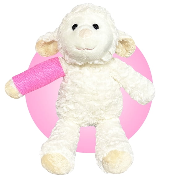 Broken Arm or Leg Gift for Kids - Choose Your Cast Location - 14" Lovable Lamb Stuffed Animal With Custom Cast - Get Well Gifts for Kids