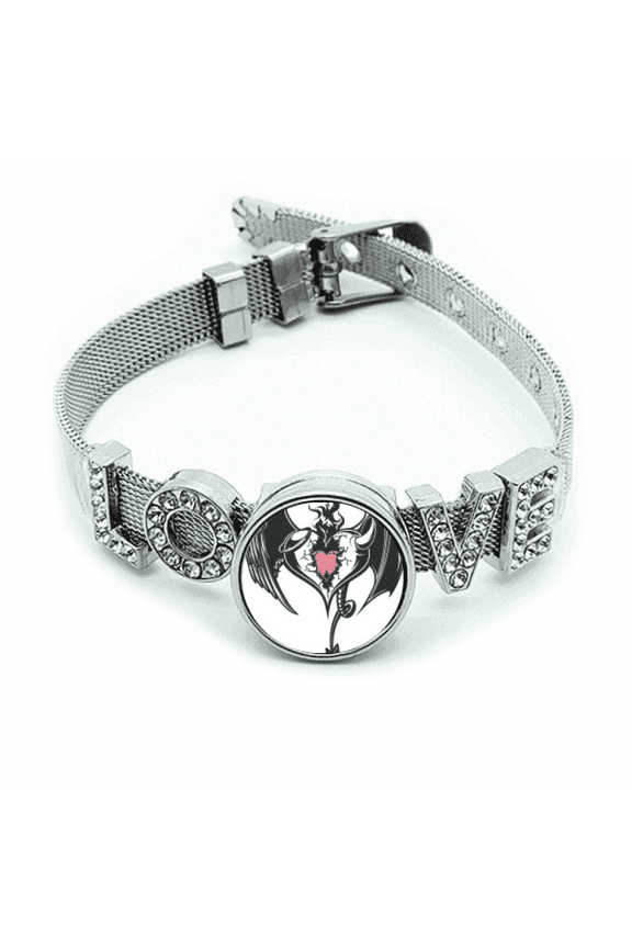 Broken Armor Love Heart Huge Wings Bracelet Wristband Crystal Love Adjustable Bangle