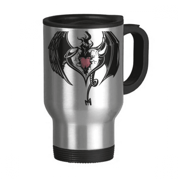 Broken Armor Love Heart Huge Wings Travel Mug Flip Lid Stainless Steel Cup Car Tumbler Thermos