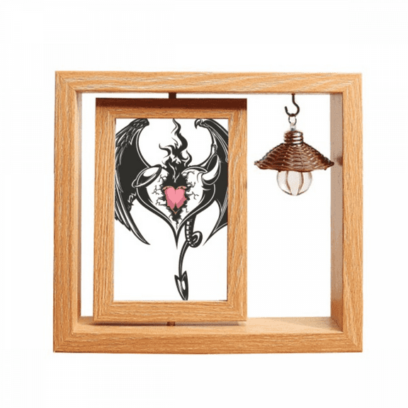 Broken Armor Love Heart Huge Wings Wooden Rotating Picture Photo Frame 4x6