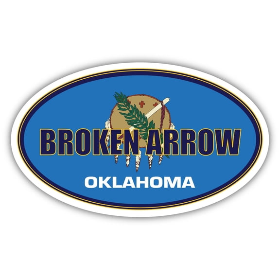 Broken Arrow City Oklahoma State Flag | OK Flag Tulsa County Oval State Colors Bumper Sticker Car Decal 3x5 inches