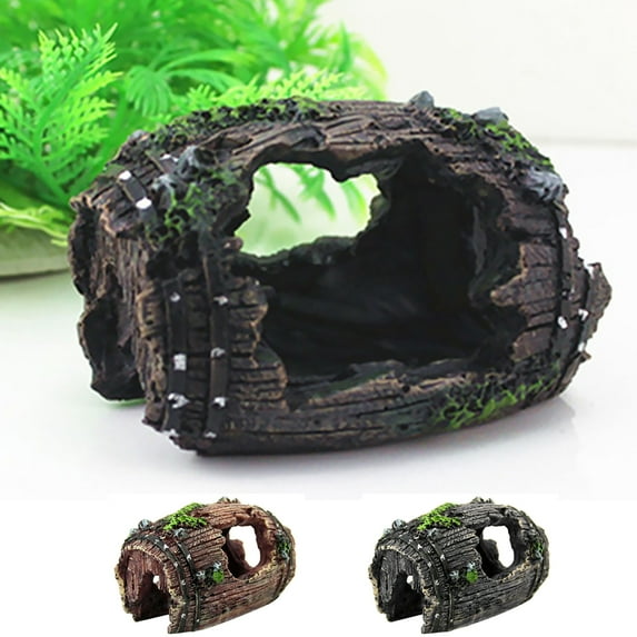 Broken Barrel Aquarium Decorations Ornaments for Fish Tank, Resin Broken Barrel Cave Decor for Betta Fish House