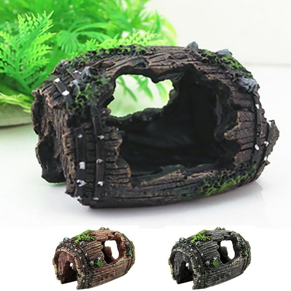 Broken Barrel Aquarium Decorations Ornaments for Fish Tank, Resin Broken Barrel Cave Decor for Betta Fish House