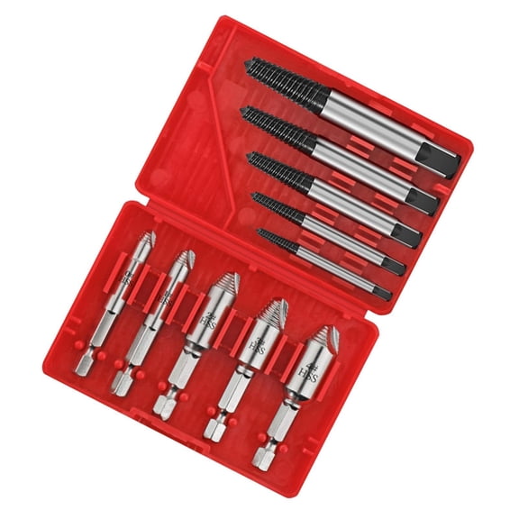 Broken Bolt Extractor Kit 10-Piece Easy Out Hex-Head Heavy-Duty Damaged Screw Remover Mechanic Tool for Garage Workshop Auto Repair and Home DIY