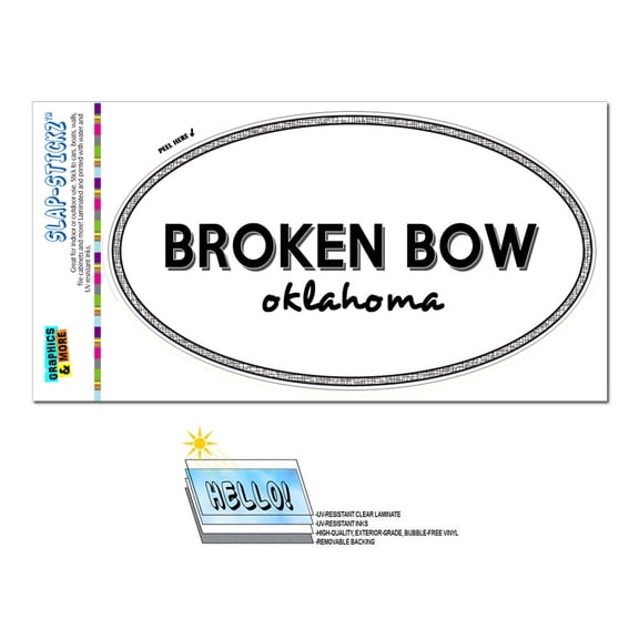 Broken Bow, OK - Oklahoma - Black and White - City State - Oval Laminated Sticker