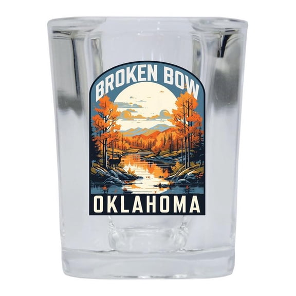 Broken Bow Oklahoma Design B Souvenir 2 oz Square Shot Glass Clear