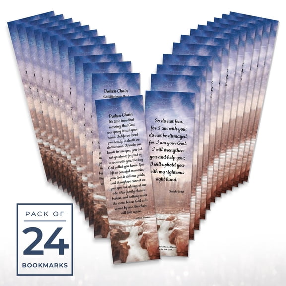 Broken Chain Memorial Bookmark – Bulk 24 Pack Christian Sympathy Keepsake for Funerals, 7.25" x 2"