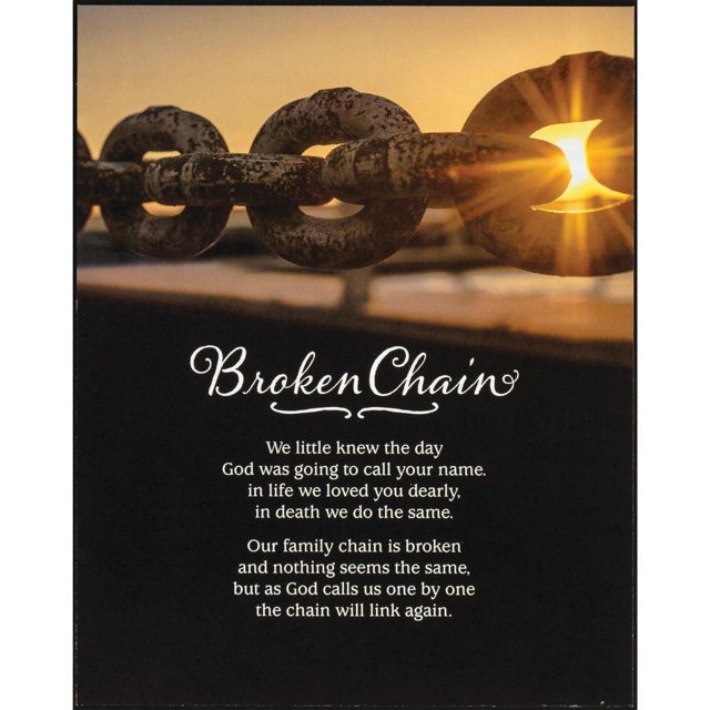 Broken Chains Memorial Poem Sepia Brown 10 x 8 MDF Decorative Wall Sign