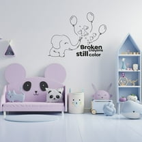 Broken Crayons Still Color Life Inspiration Quote Cute Baby Elephant Balloons Design Vinyl Wall Art Sticker Decal Home Kids Room Study Room Boys Girl Décoration Design Wall Décor Size(22x30 inch)