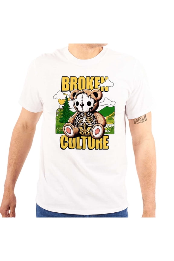 Broken Culture Teddy Bear Skeleton Men's Graphic T Shirt Tees Brisco Brands S