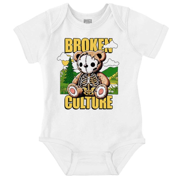 Broken Culture Teddy Bear Skeleton Romper Boys or Girls Infant Baby Brisco Brands 12M