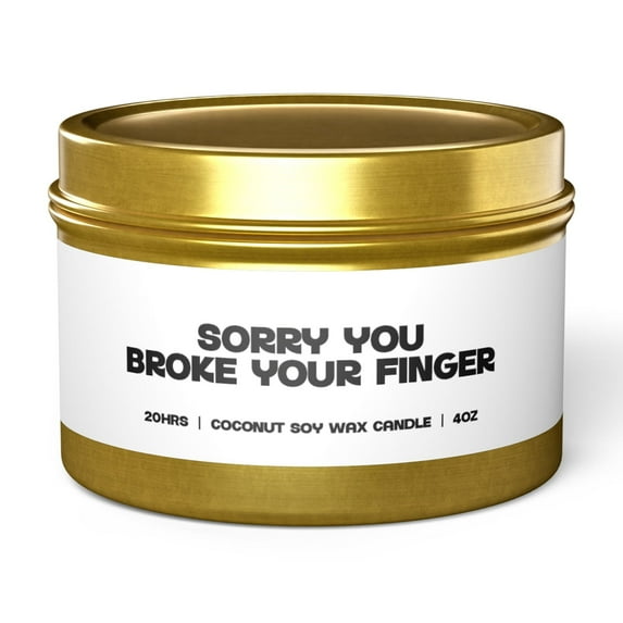 Broken Finger Surgery Cast Tin Candle Gift Home Office Decor Vanilla Coffee