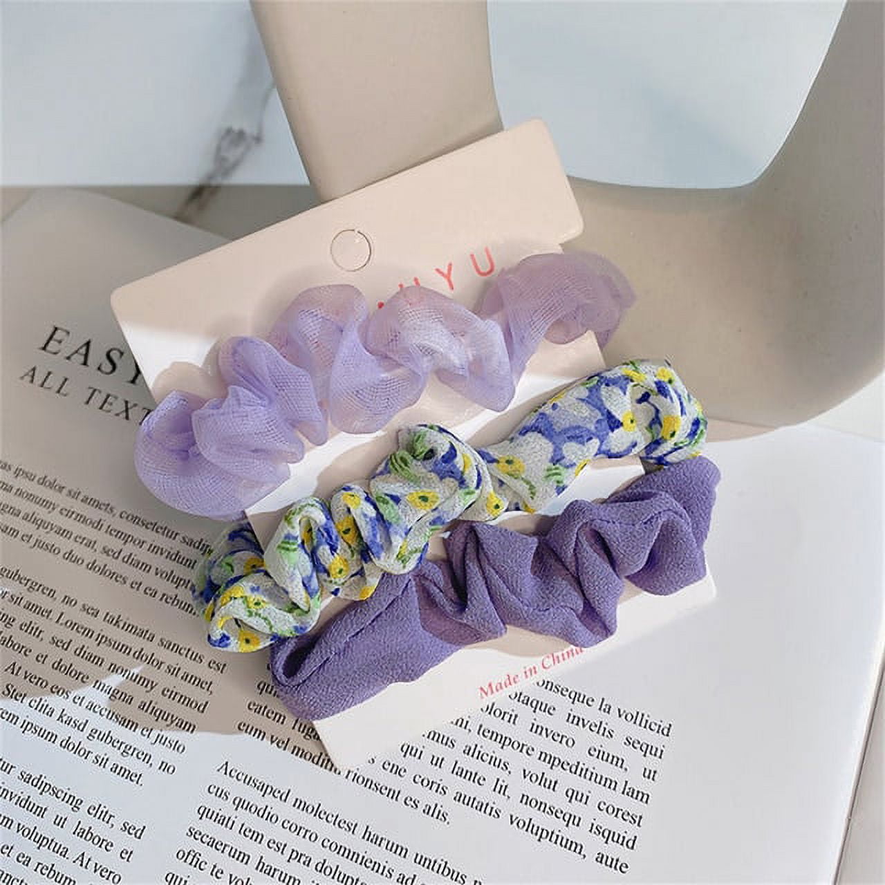 Hair Scrunchie Organza Striped Hair Ring Hair Bands Elastic 