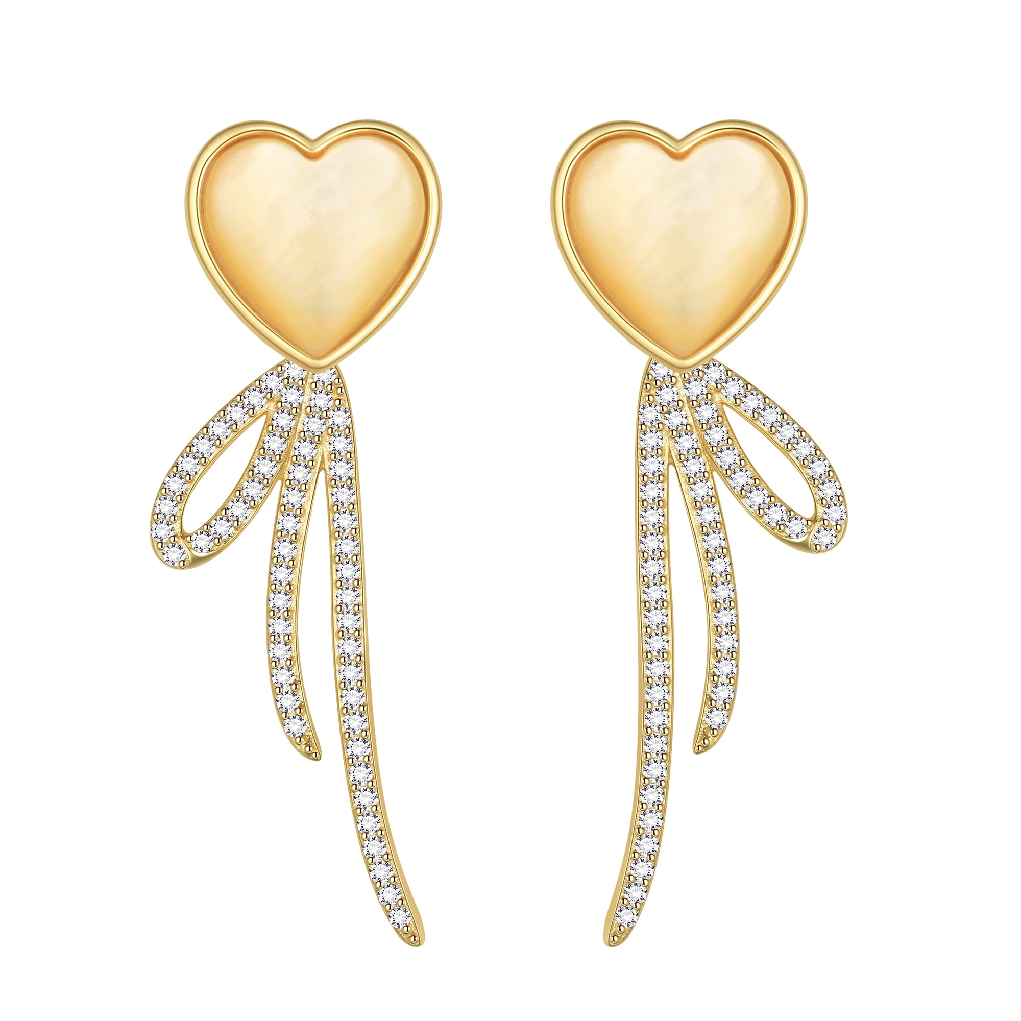Beautlace Heart Earrings Studs,Versatile 2-in-1 White Pearl Shell Sterling Silver Dangle Earrings Birthday/Valentines/Christmas Gifts for Women