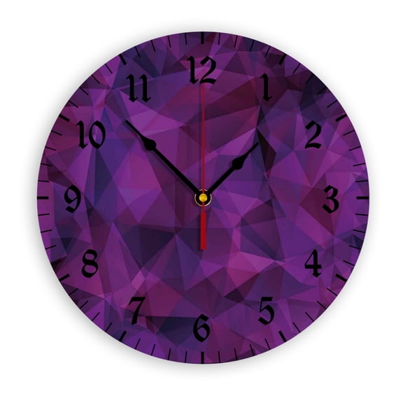 Broken Glass Wall Clock, Battery Operated, PVC Round Silent Non-Ticking Clock with Clear Numbers for Living Room, Kitchen, Bedroom, Office, School Decor 10inch-25cm