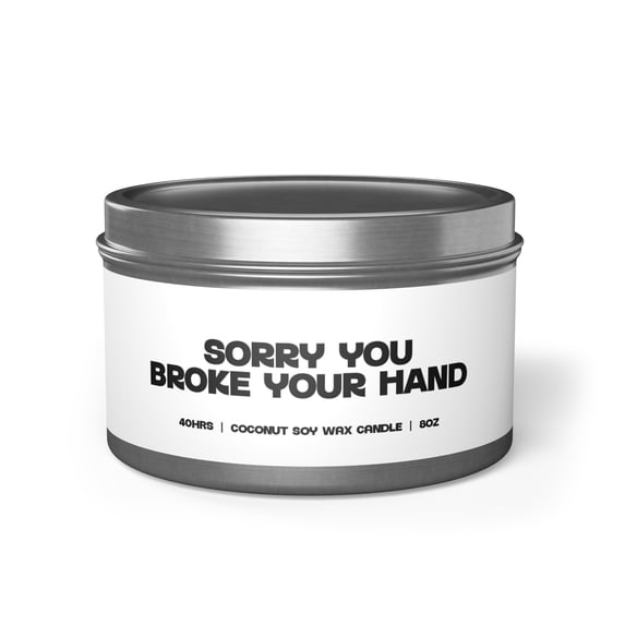 Broken Hand Surgery Cast Tin Candle Gifts Home Office Decor Vanilla Coffee