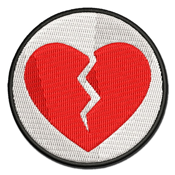 Broken Heart Love Applique Multi-Color Embroidered Iron-On Patch - 2.0 Inch Mini