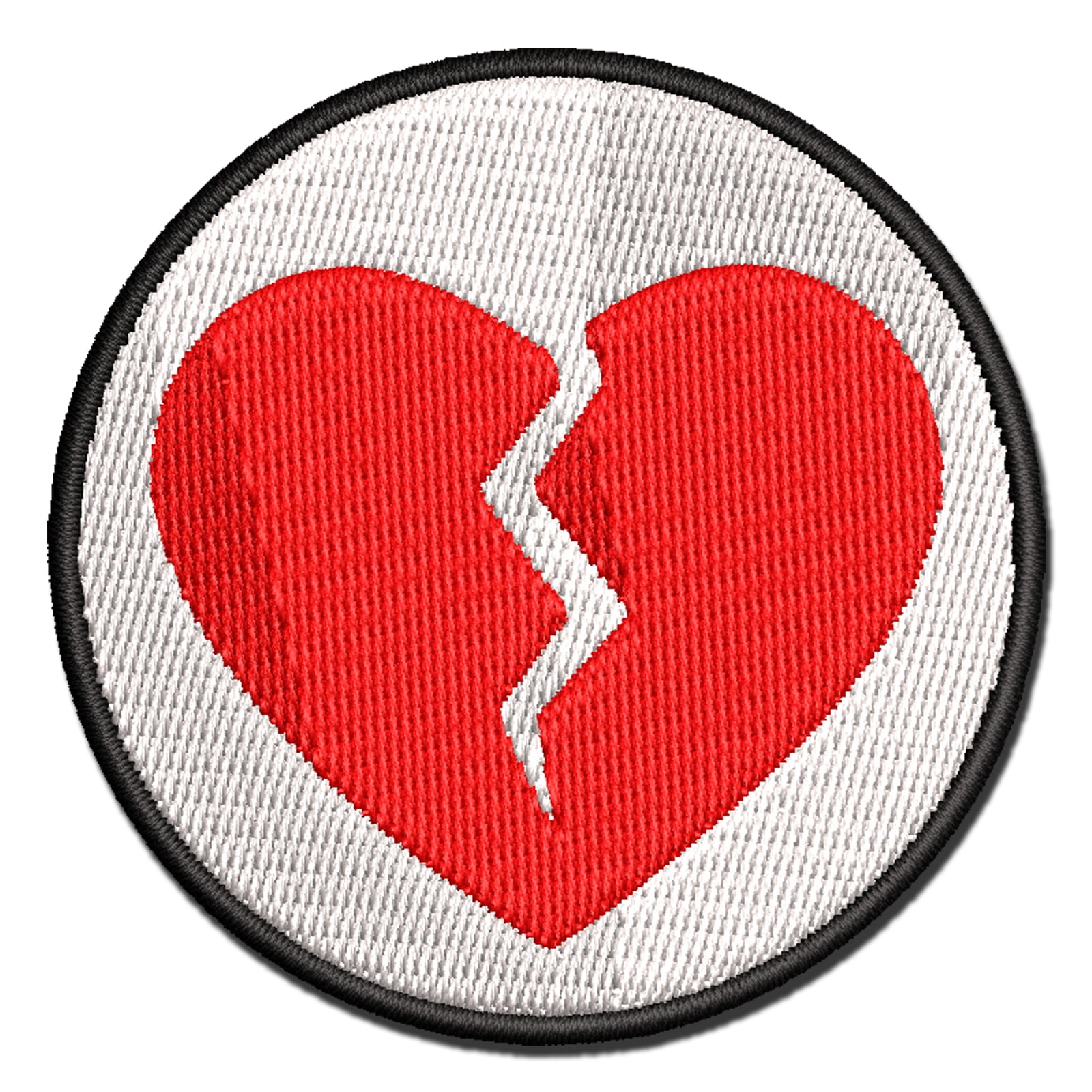 Broken Heart Love Applique Multi-Color Embroidered Iron-On Patch - 3.5 Inch Large