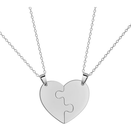 Broken Heart Necklace Best Friend BFF Foever Pendant Two Half Hearts Necklace Heart Matching Couples Jewelry Valentine's Day Gift