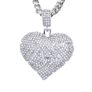 Broken Heart Pendant Silver Tone 24" Cuban Chain Necklace MCP 3816 SWH