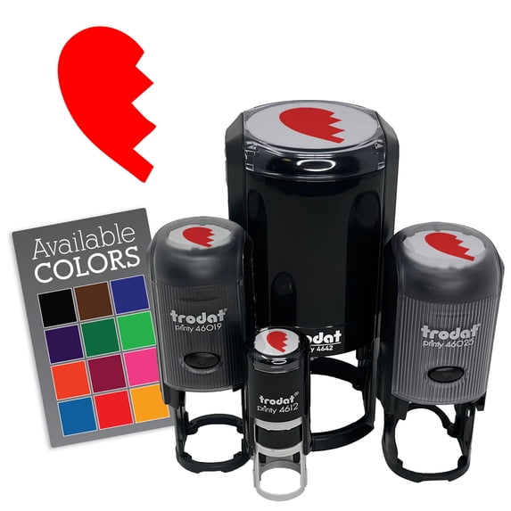 Broken Heart Piece Left Side Self-Inking Rubber Stamp for Stamping Ink Stamper Crafting Planners - 3/4 Inch Small - Yellow Ink