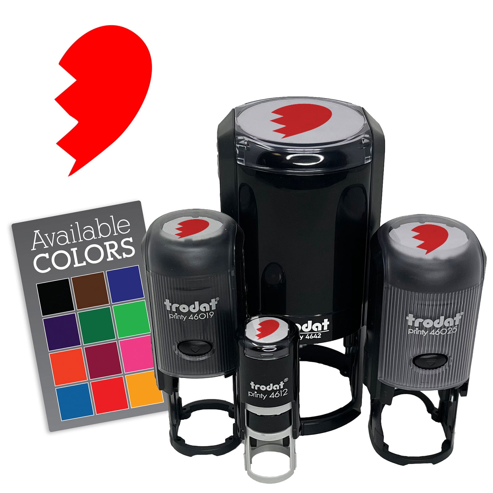 Broken Heart Piece Right Side Self-Inking Rubber Stamp for Stamping Ink ...