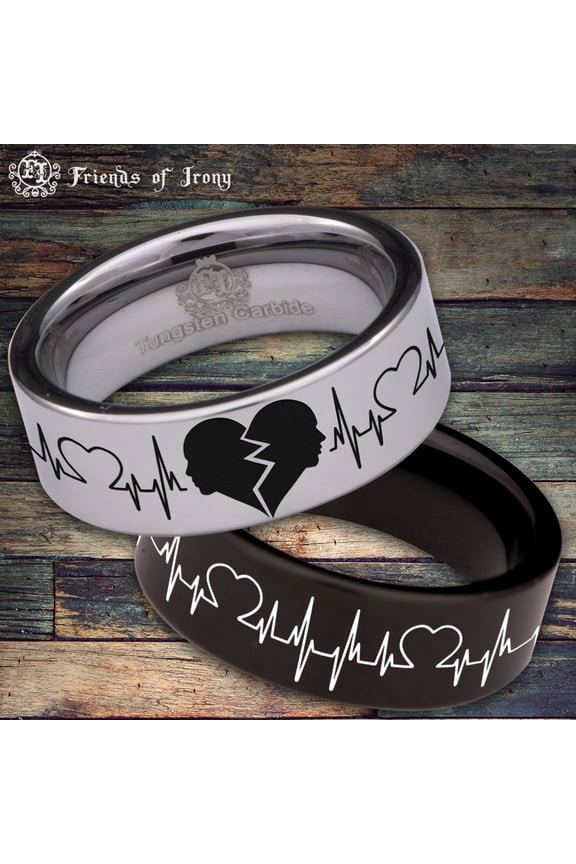 Broken Heart Tungsten Carbide Ring