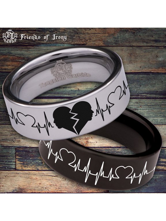 Broken Heart Tungsten Carbide Ring