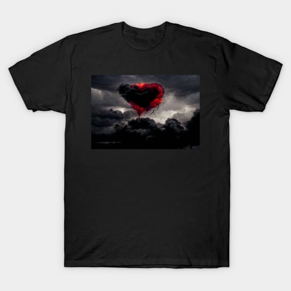 Broken Heart in the Clouds Sad Aesthetic Emo Valentine Graphic Art T-Shirt