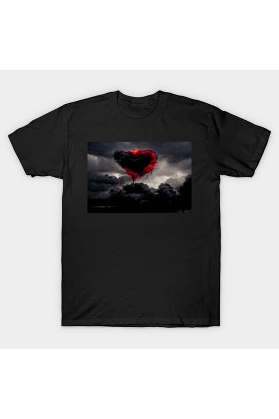Broken Heart in the Clouds Sad Aesthetic Emo Valentine Graphic Art T-Shirt