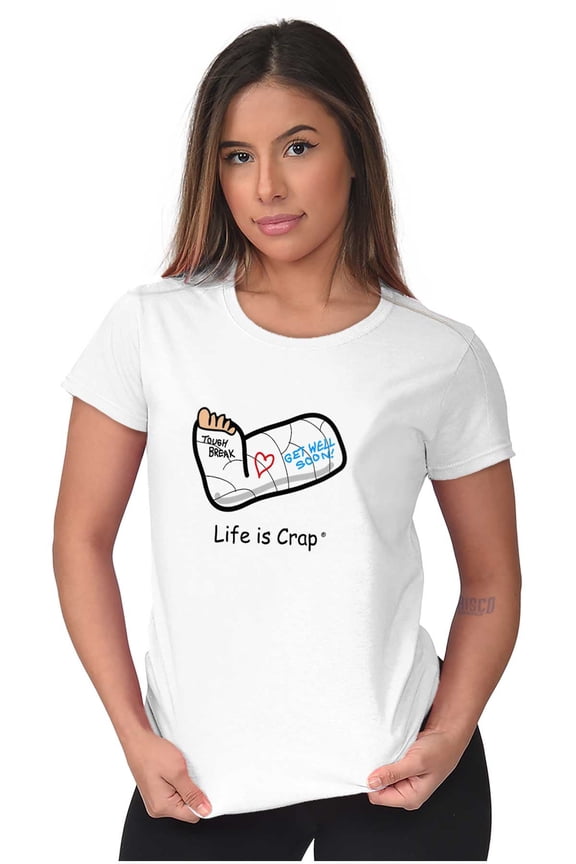 Broken Leg Foot Get Well Soon Novelty Womens Slim Fit Graphic Tee Brisco Brands S