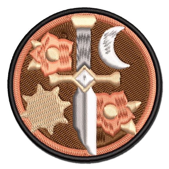 Broken Magical Sword Applique Multi-Color Embroidered Iron-On Patch - 2.0 Inch Mini