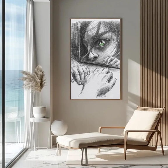 Broken Mirror Portrait Wall Art Print, Unframed Paper Poster 8x10in