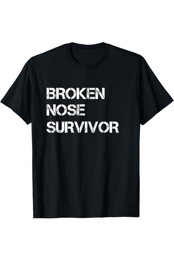 Broken Nose Survivor. Funny Nose Surgery T-Shirt men and women can wear, black, white, gifts
