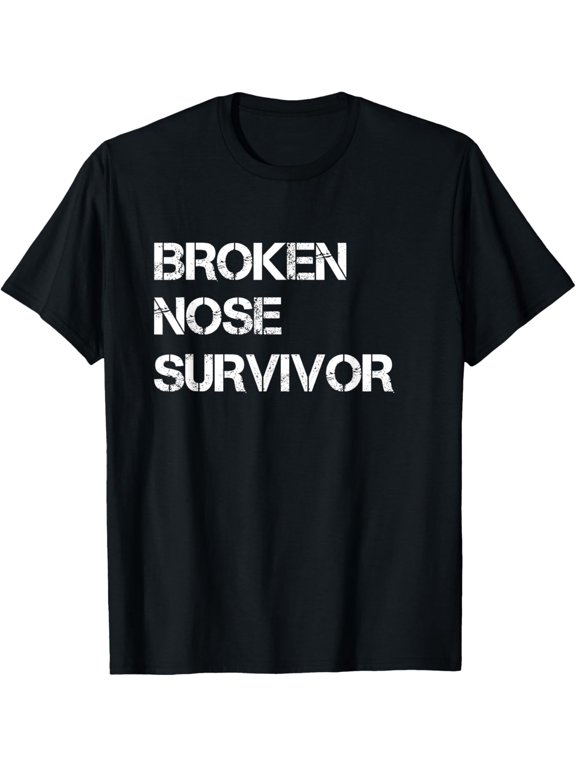 Broken Nose Survivor. Funny Nose Surgery T-Shirt men and women can wear, black, white, gifts