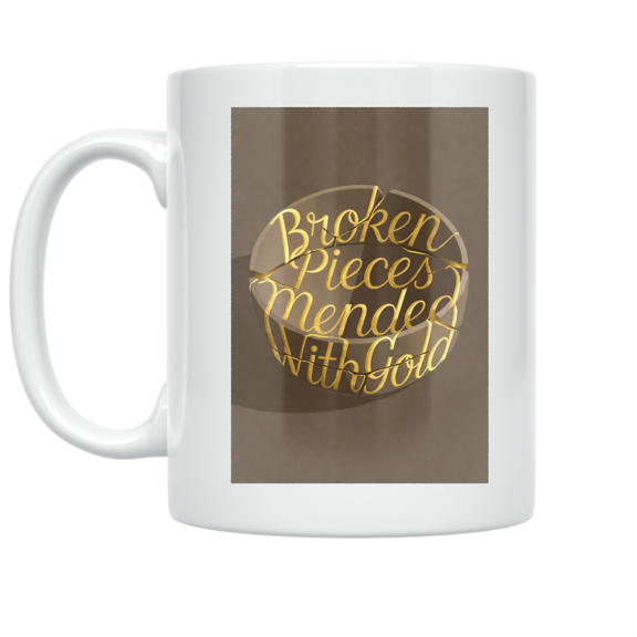 Broken Pieces Mended With Gold - Kintsugi Art Enthusiast - 11 oz Ceramic Coffee Mug