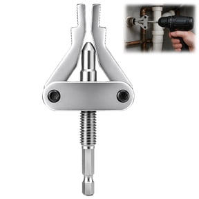 Broken Pipe Extractor Tool, Damaged Pipe Thread Remover with Hex Shank for Drill, Adjustable Plumbing Repair Tool for 1/2", 3/4" & 1" Pipes (1PC)