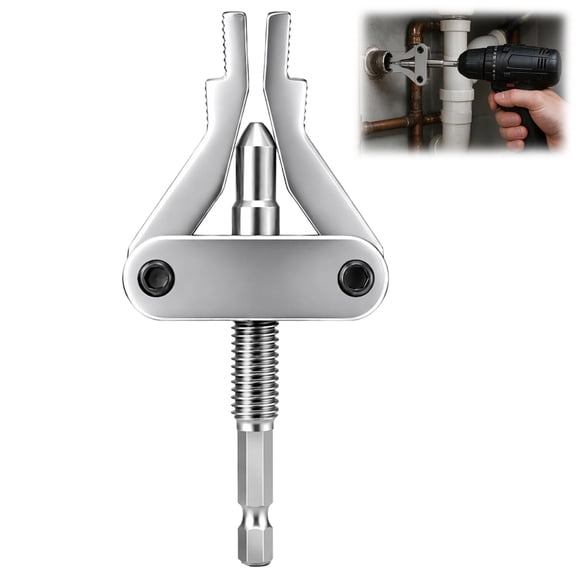 Broken Pipe Extractor Tool, Damaged Pipe Thread Remover with Hex Shank for Drill, Adjustable Plumbing Repair Tool for 1/2", 3/4" & 1" Pipes (1PC)