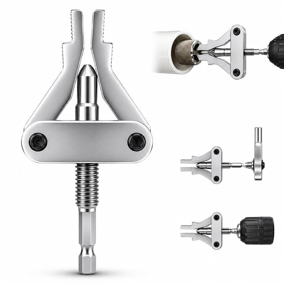 Broken Pipe Thread Extractor, Damaged Screw Bolt Thread Valve Remover Tool for 1/2" 3/4" 1" Pipes Nipple Removal Tool, 3-in-1 Heavy Duty Universal Hex Shank Broken Pipe Extractor