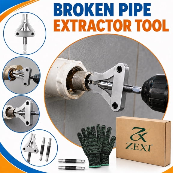 Broken Pipe Thread Extractor Tool, 1Set Damaged Screw Bolt Valve Remover Plumbing Tools, Hex Shank for Power Drills 1/2" 3/4" 1" Removal Home Repairs