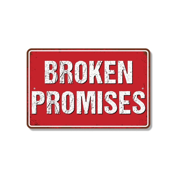 Broken Promises (2 Pack) 8 Inch x 12 Inch Novelty Plastic Sign Detour Ahead Watch Trust Durable Weatherproof Perfect for Offices Studios Classrooms Fun Gift for Writers Artists Friends